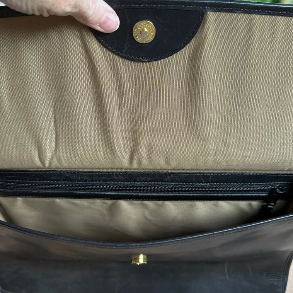 Vintage Hartmann By Lombardo Leather Flap Over Double Gusset Briefcase Zippered